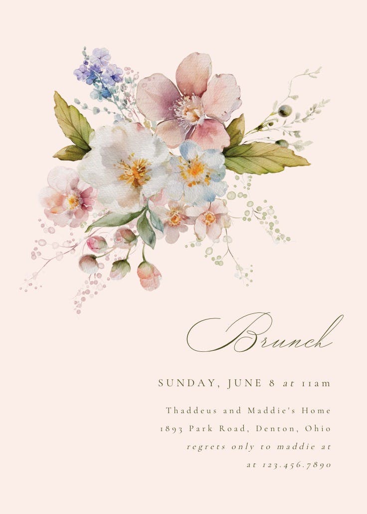 Floral painting - brunch & lunch invitation